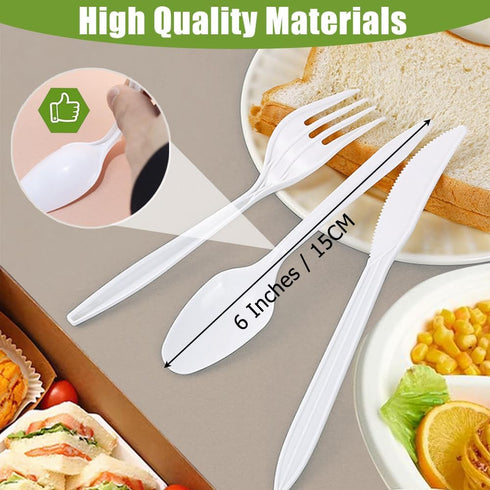 Set 91 Pcs,Set 10 3 20 20 20 Knives,1 Ouliget Disposable Dinnerware Picnic Party Supplies of Compartment Paper