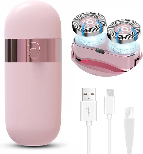 Portable Facial Hair Remover for Women, Painless Electric Shaver with LED Light for Face, Chin, Lip, Bikini