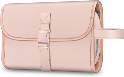 Fintie Pink Portable Toiletry Bag, Large Water Resistant Hanging Makeup Organizer for Women and Girls