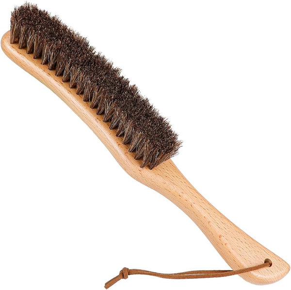 Horsehair Garment Brush with Long Wooden Handle, Soft Clothes Brush for Hair Removal, Lint Brush for Pet