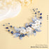 Unicra Butterfly Bride Wedding Hair Vine, Blue Pearl Bridal Hair Piece, Rhinestone Headband for Women