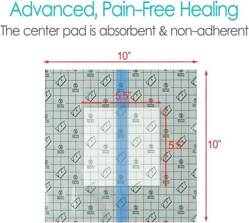 Hola Health 10"x10"(Pack 25) Waterproof Shower Cover Shields Dialysis Port Picc Line Chest Catheter PD Peritoneal