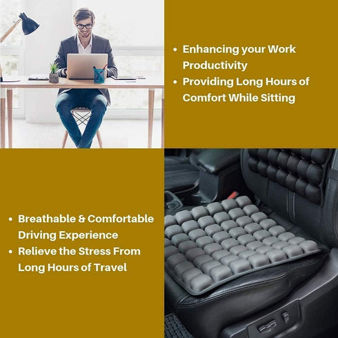 SUNFICON Air Cushion Inflatable Chair, Portable Breathable Comfort Cushion for Office Wheelchair Pad, Black