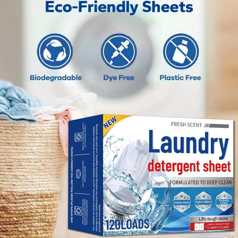 KUKUGO 60 Count 120 Laundry Detergent Sheets, | Loads for Travel & Home | Eco-Friendly, Plastic-Free, Biodegradable |