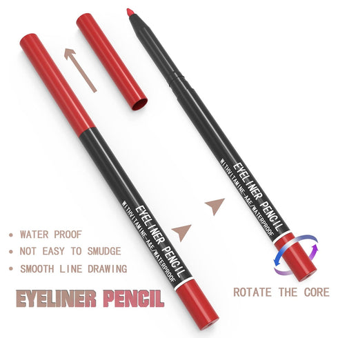 KAIQIKAIXI 12 Kinds of Color Eyeliner Pen, Eyebrow Pen, Eye Shadow Pencil, Lip Line Pen, Makeup Set Tool