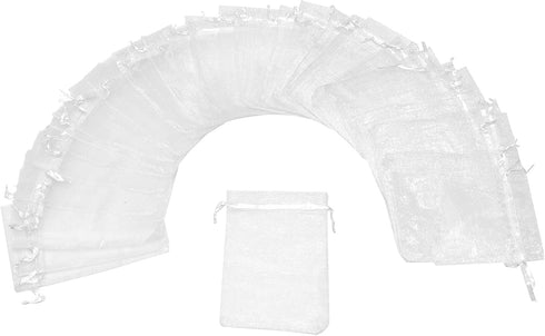 50Pcs White Organza Bags, 3x4 Inch Sheer Wedding Party Favor Bags with Drawstring