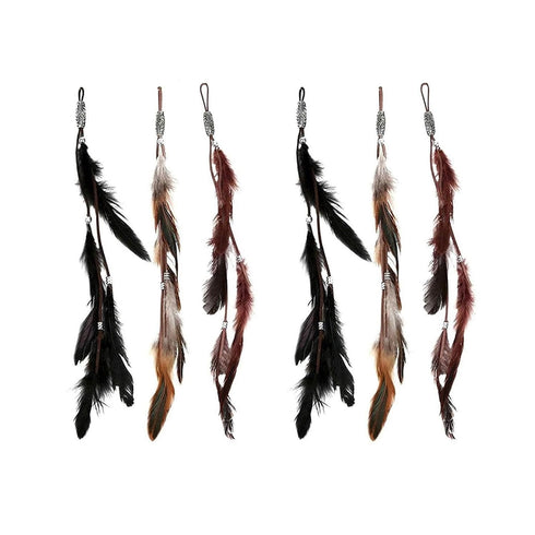 ICYANG Halloween Women Feather Hair Clips, 6 Pieces Handmade Boho Hair Extensions