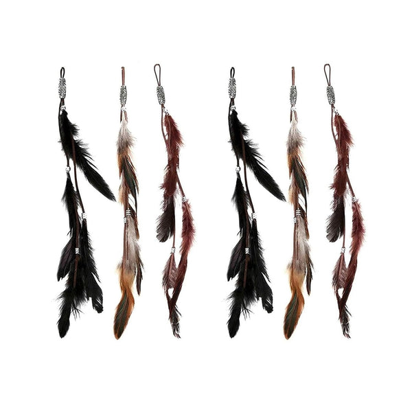 ICYANG Halloween Women Feather Hair Clips, 6 Pieces Handmade Boho Hair Extensions