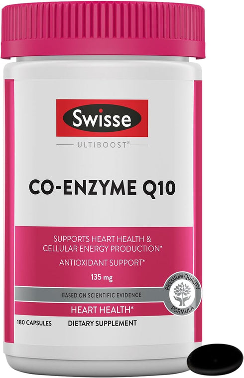 Swisse CoQ10 Supplement Co-Enzyme Q10 - 135 mg Coenzyme Q10 for Heart Health and Ubiquinol Cellular Energy Production -