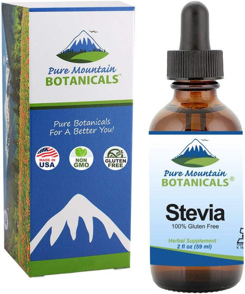 Liquid Stevia Drops – Alcohol Free and Kosher Sugar Substitute, 2oz Glass Bottle