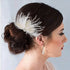 Latious Wedding Bride Flapper Feather Hair Comb with White Crystal, 1920s Hair Clip Fascinator for Women