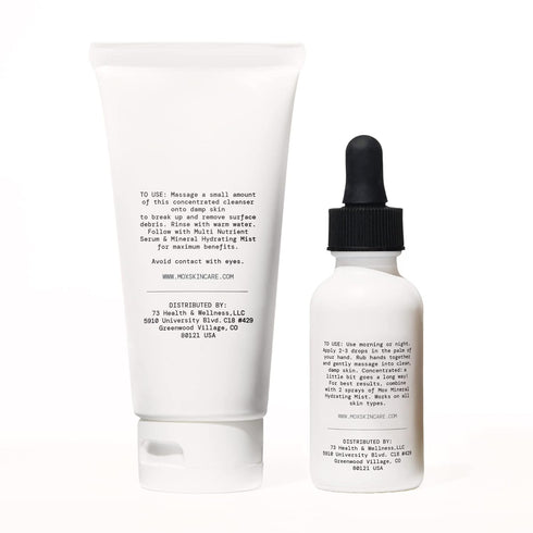 Mox Skincare Starter Set (2 pc) | Daily Face Care Set with Mint Exfoliating Cleanser + Nutrient Hydrating Serum