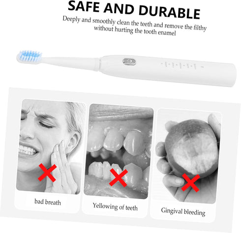 KOMBIUDA Electric Toothbrush with Five Speed Vibration Soft Bristle USB Rechargeable Battery Tooth Brush for Gentle