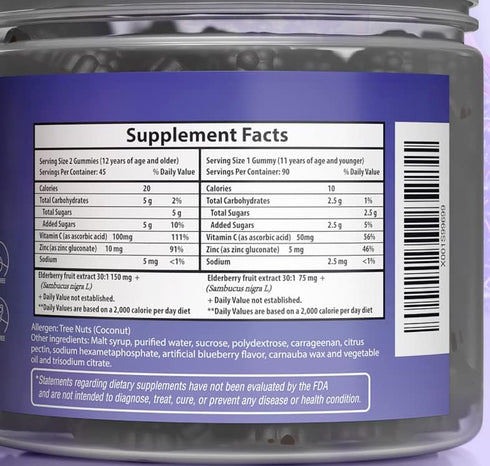Potent Elderberry Gummies for Kids and Adults, 90ct, Immune System Support