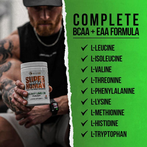 ALPHA LION Superhuman Intra Workout Powder, Amino Acids Drink, Muscle Recovery Supplement, BCAA Powder, Lime Flavor