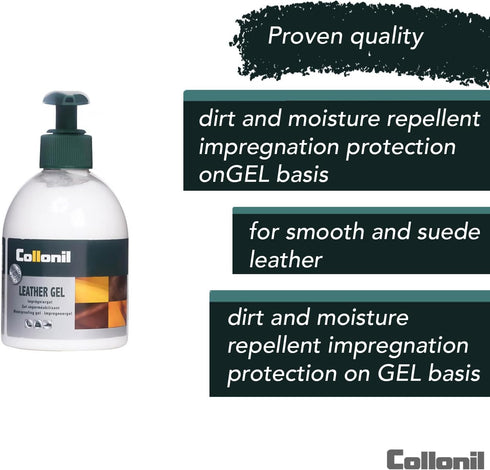 Leather Gel by Collonil, 7.78 Fl Oz, Care for Smooth & Suede Leather, Dirt & Water-Repellent