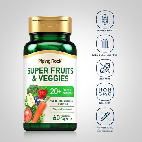 Fruits and Veggies Supplement | 60 Capsules | Superfood Fruit and Vegetables Vitamins, Non-GMO, Gluten Free