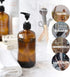 Yebeauty Empty Pump Bottle Dispenser, 17oz/500ml Brown Lotion Soap Shampoo Pump Bottles, Pack of 2