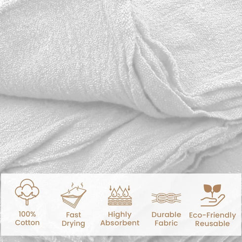 Ashley Mills Cotton Shop Towels – (Pack of 50), 13x14 in, Cleaning Rags – Absorbent Shop Rags and Multipurpose Cleaning Towels for Automobiles, Industries, Garage and Homes (50PC, White) by Ashley Mills