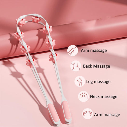 Price Xes 8 Back Massage Roller Rope, Manual Balll Pull Back Strap with Rollers, Handheld Cellulite Self Massage Tool