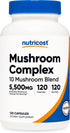 Nutricost Mushroom Complex Supplement, 120 Capsules - 10 Mushroom Blend with Reishi, Maitake, Shiitake, Lion's Mane