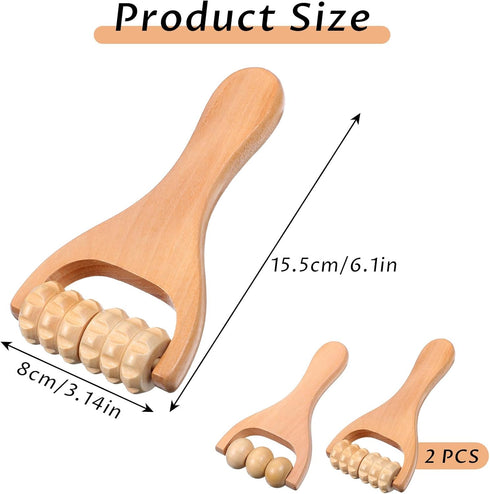 HekouJiub 2Pcs Wooden Massage Roller Handheld Bead Massage Tool for Legs Body Feet Muscle Roller Stick