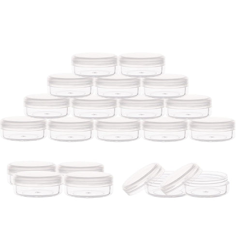 ZEJIA 10 Gram Sample Containers, 20 Count Refillable Empty Jars with Lids, Small Plastic Containers