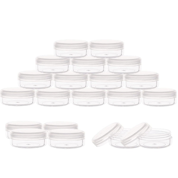 ZEJIA 10 Gram Sample Containers, 20 Count Refillable Empty Jars with Lids, Small Plastic Containers