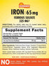 Iron Ferrous Sulfate 65mg | 100 Caplets | Vegetarian, Non-GMO, and Gluten Free Supplement | by Sundance