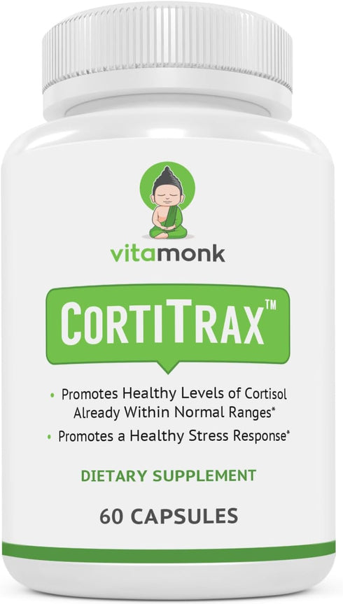 VitaMonk CortiTrax Natural Cortisol Blocker - Doctor Formulated Cortisol Support & Reducer - 60 Capsule Supplement