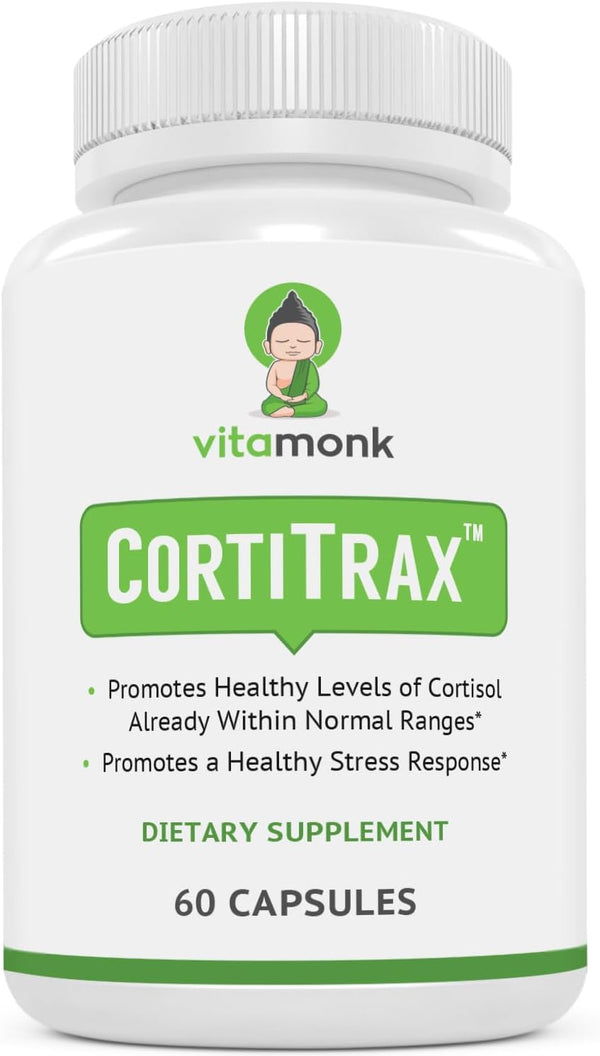 VitaMonk CortiTrax Natural Cortisol Blocker - Doctor Formulated Cortisol Support & Reducer - 60 Capsule Supplement