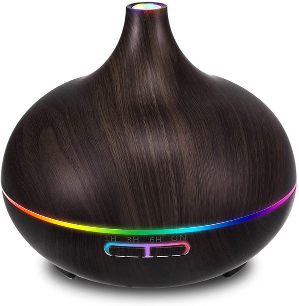 550ML Black Aroma Diffuser for Essential Oils, Large Office Aromatherapy Diffuser with Ambient Light & Timer