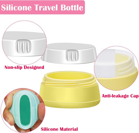Selizo Travel Bottles Containers Silicone and Plastic with TSA Approved Toiletry Case