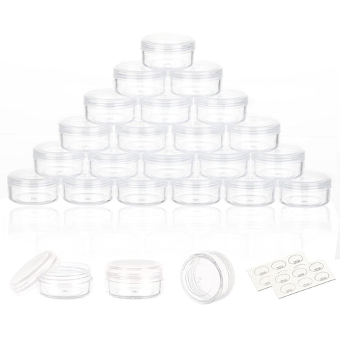 ZEJIA 3 Gram Sample Containers with Lids - 25 Count Tiny Jars, 3ML Makeup Cosmetic Containers for Beauty Products