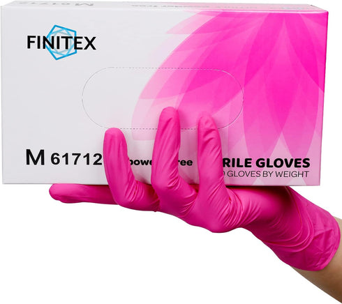 FINITEX Pink Nitrile Disposable Gloves - 3.5mil, 100PCS, Powder Free, Latex Free, Medical Exam, Food Cleaning