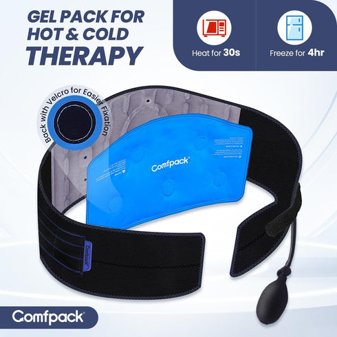 Back Ice Pack for Lower Back Pain with Compression Air Pump, Lumbar Support Brace with Hot Cold Therapy Gel Pack for