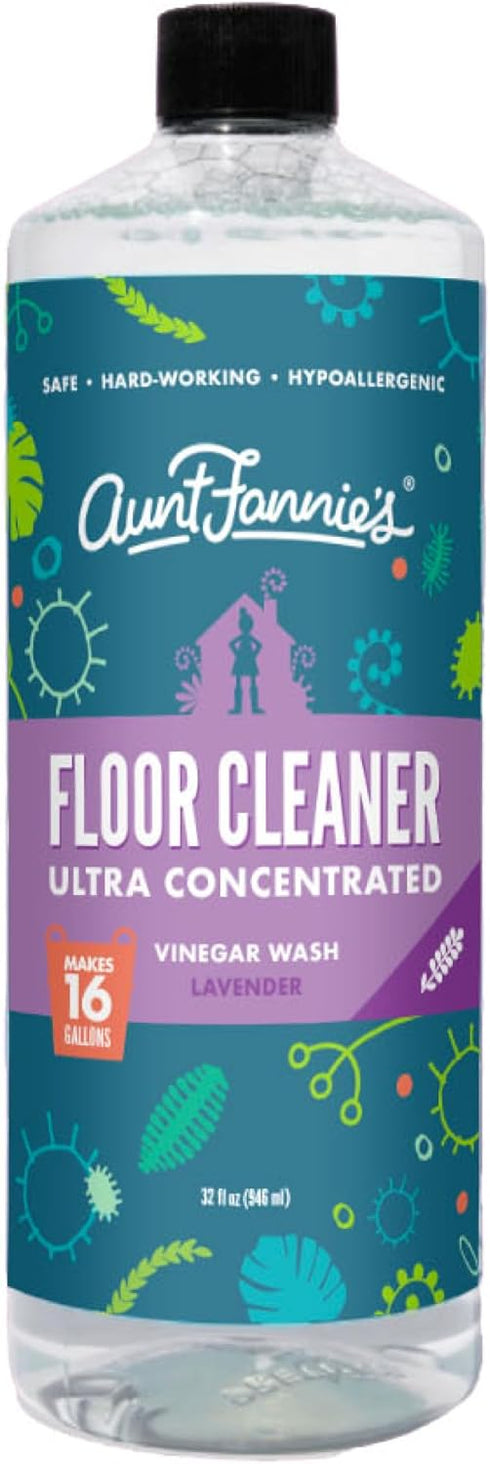 Aunt Fannie's 32 oz Ultra Concentrated Floor Cleaner Vinegar Wash - Multi-Surface Cleaner Makes 16 Gallons, Lavender