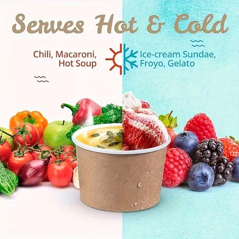 yvsay 55-Count 8-Oz Frozen Disposable Dessert Bowls, disposable bowls Paper Ice Cream Cups for Hot or Cold Food, Party