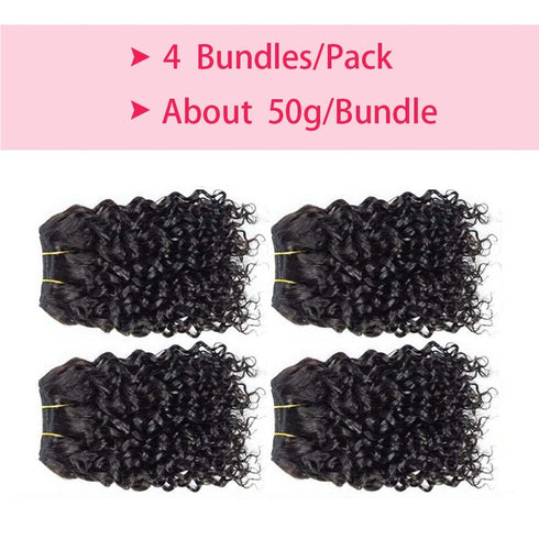 Human Hair Bundles, Kinky Curly Wave Hair, 4 Bundles 50 Gram/Bundle, 8A Unprocessed Kinky Curly Wave (8 8 8 8 1b)