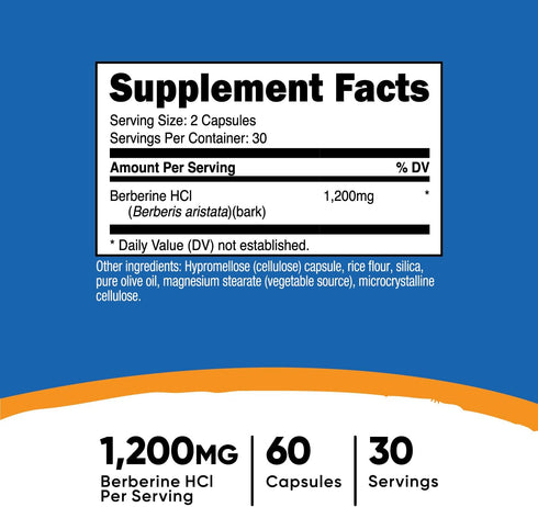 Nutricost Berberine HCl 600mg, 60 Vegetarian Capsules - Gluten Free & Non-GMO