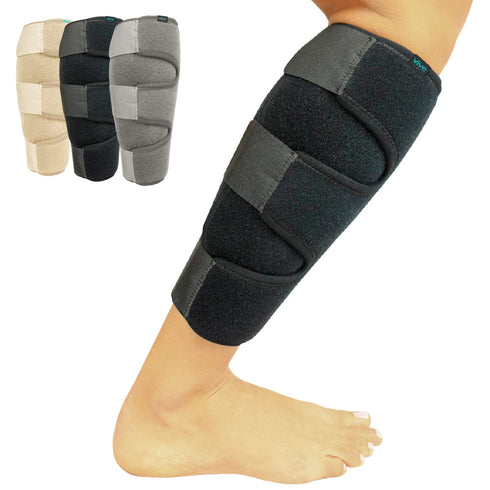 Vive Calf Brace - Adjustable Shin Splint Support for Lower Leg Compression and Pain Relief (Black)