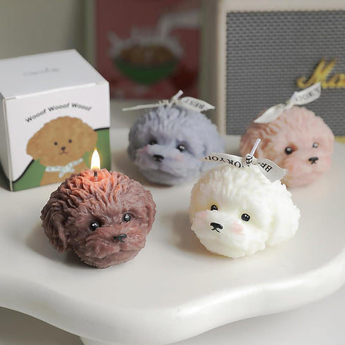 T-shin Candle,100G Teddy Dog Shaped Scented Cute Puppy Animal Aroma Soy Wax Decorative Novelty Candle for Table Photo