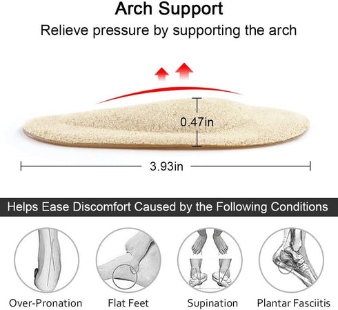 Dr. Foot's Arch Support Shoe Insoles for Flat Feet, Gel Inserts for Plantar Fasciitis, 6 Colors - 6 Pairs