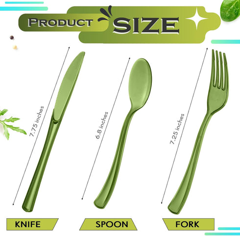 150 Pieces Disposable Cutlery Set, Heavy Duty Plastic Silverware, 50 Forks, 50 Knives, 50 Spoons for Home Office School