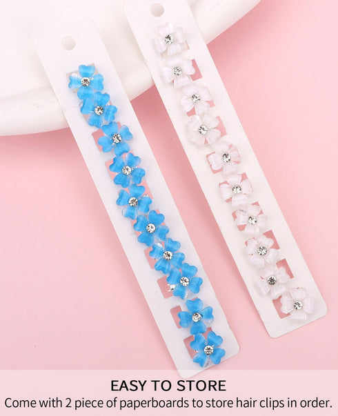 Wecoe 20 Pcs Small Blue White Flower Hair Clips, Tiny Mini Clips for Hair, Cute Decorative Hair Clips for Girls