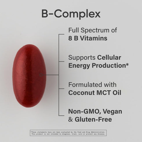 Sports Research Vitamin B-Complex - Full Spectrum of B Vitamins - 60 Veggie Softgels