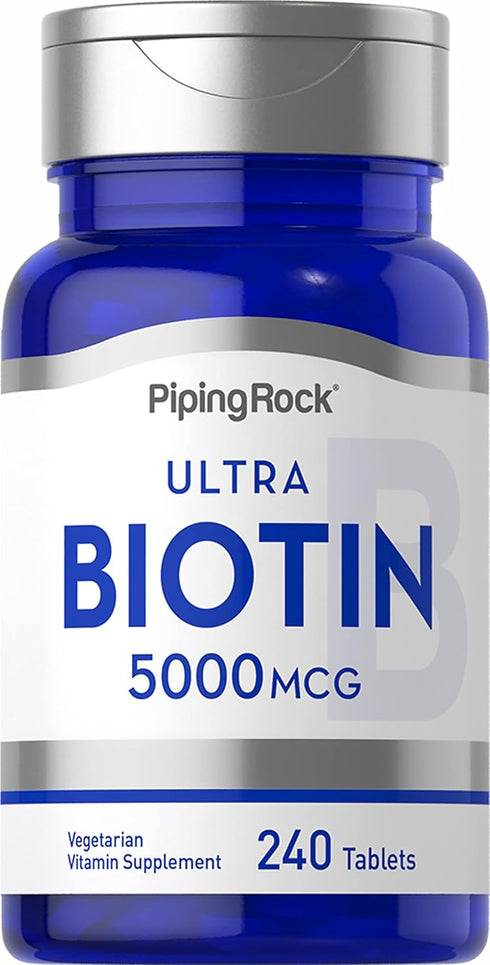 Piping Rock Biotin 5000mcg | 240 Tablets | Vegetarian, Non-GMO, Gluten Free Beauty Vitamin Supplement