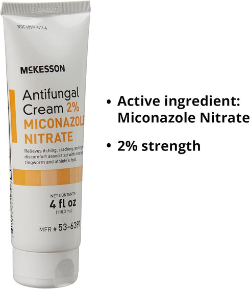 McKesson Antifungal Cream, 2% Miconazole Nitrate, 4 oz., Relieves Jock Itch & Athlete's Foot