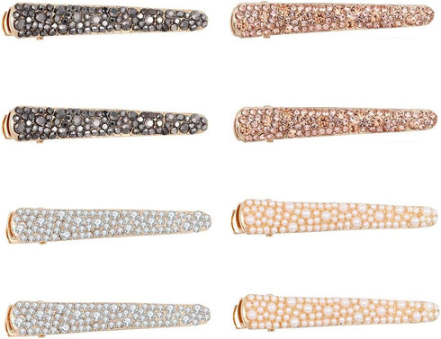 Ruihfas 8 Pcs Pearls Rhinestone Alligator Hair Clips, Duckbill Hairpins for Women and Girls Hair Styling Tools