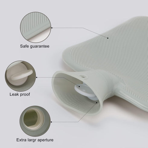 Hot Water Bottle with Soft Cover, 2L Large PVC Hot Water Bag, Refreezable Hot Cold Pack for Pain Relief